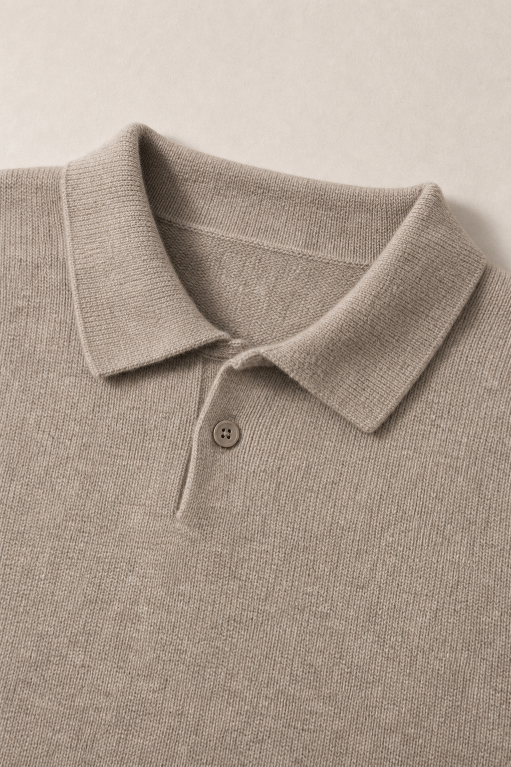 The Acentino Button Polo Sweater in Taupe - fabric detail