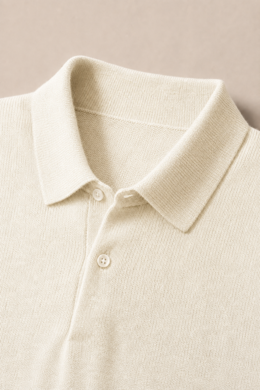 Acentino Casual Polo in Cream — fabric detail