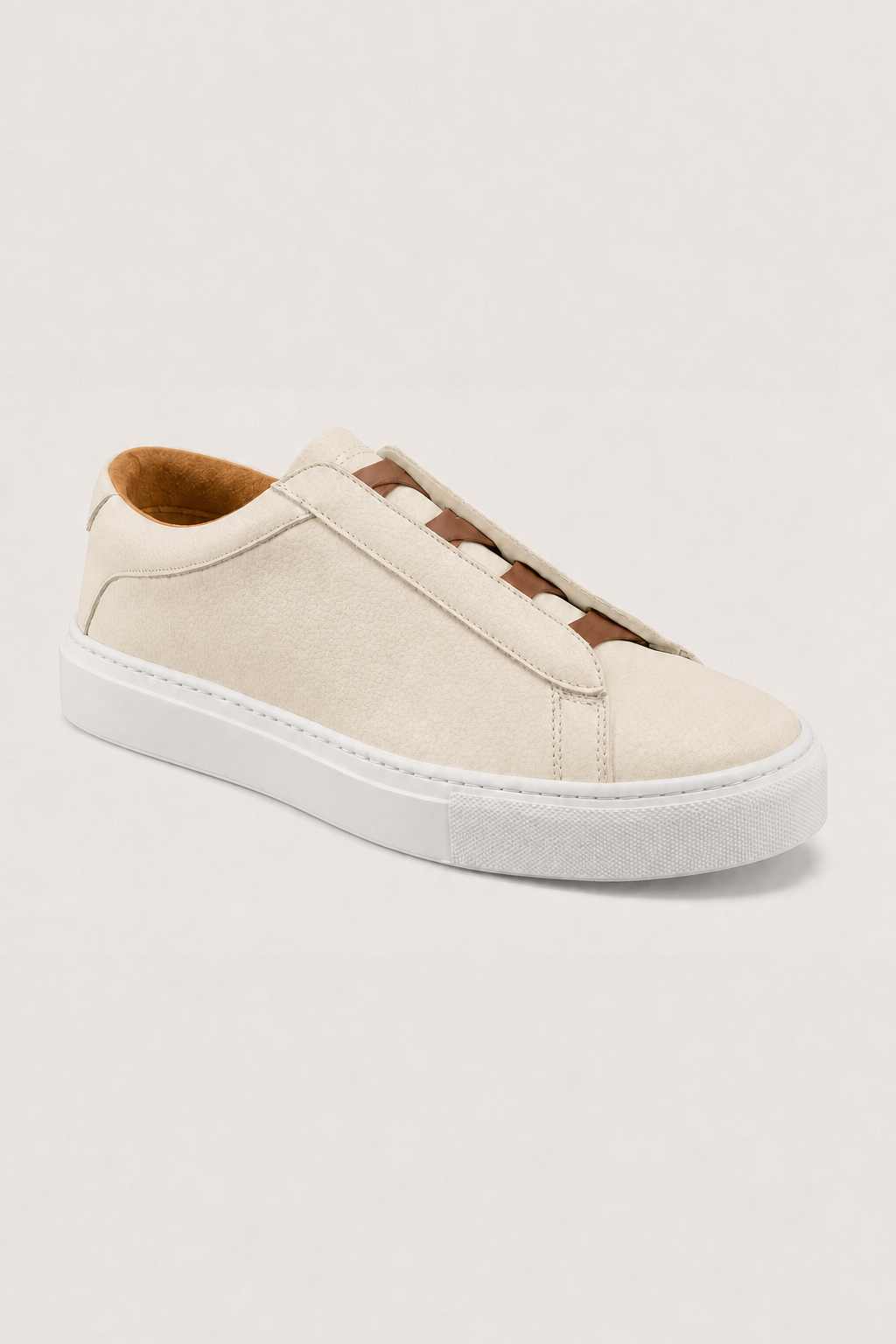 Acentino Leather Sneakers in Cream - angle view