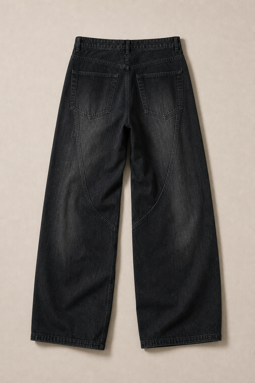 Acentino Dark Wash Relaxed Jeans in Washed Black - back view