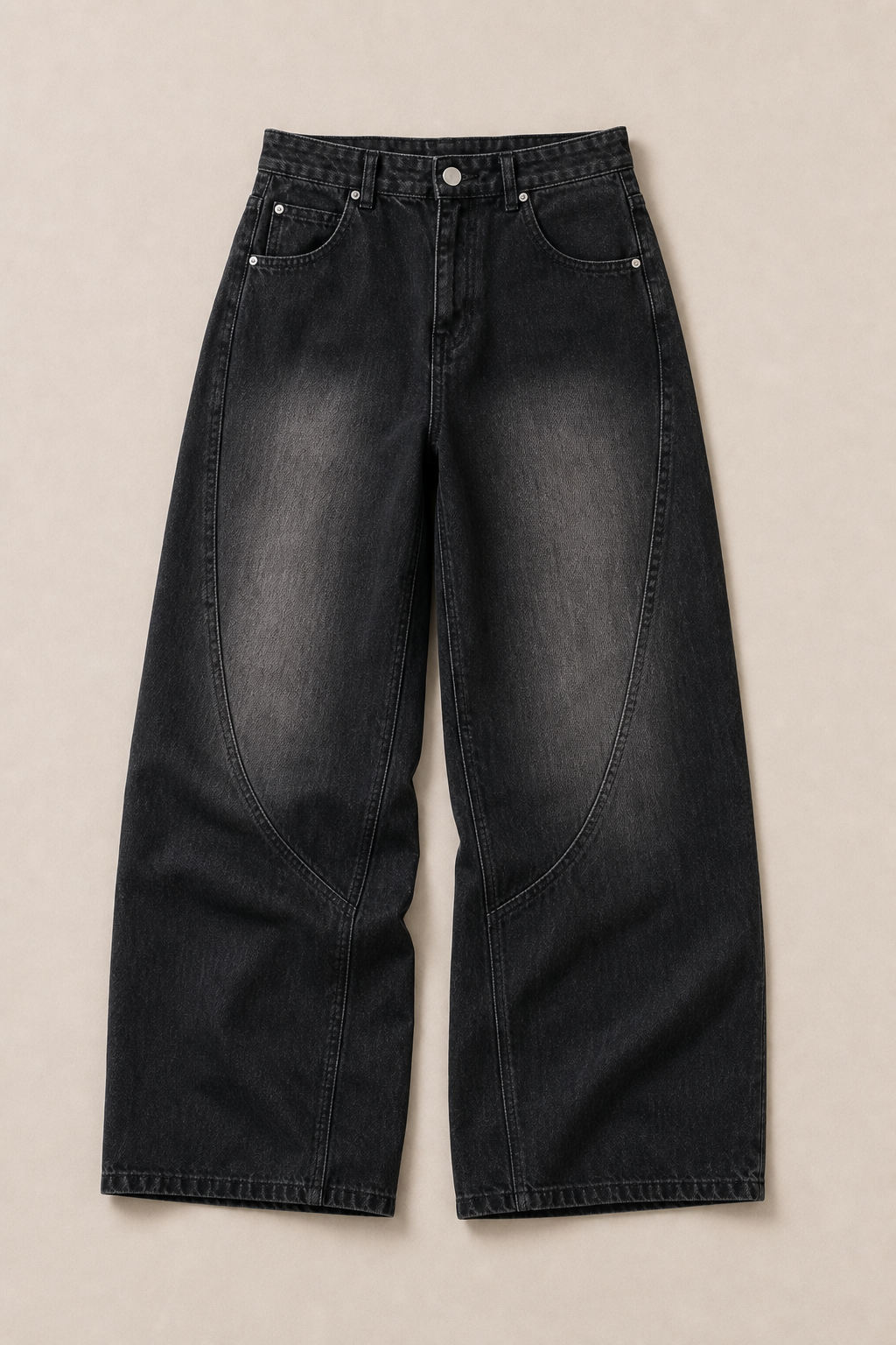 Acentino Dark Wash Relaxed Jeans in Washed Black - front view