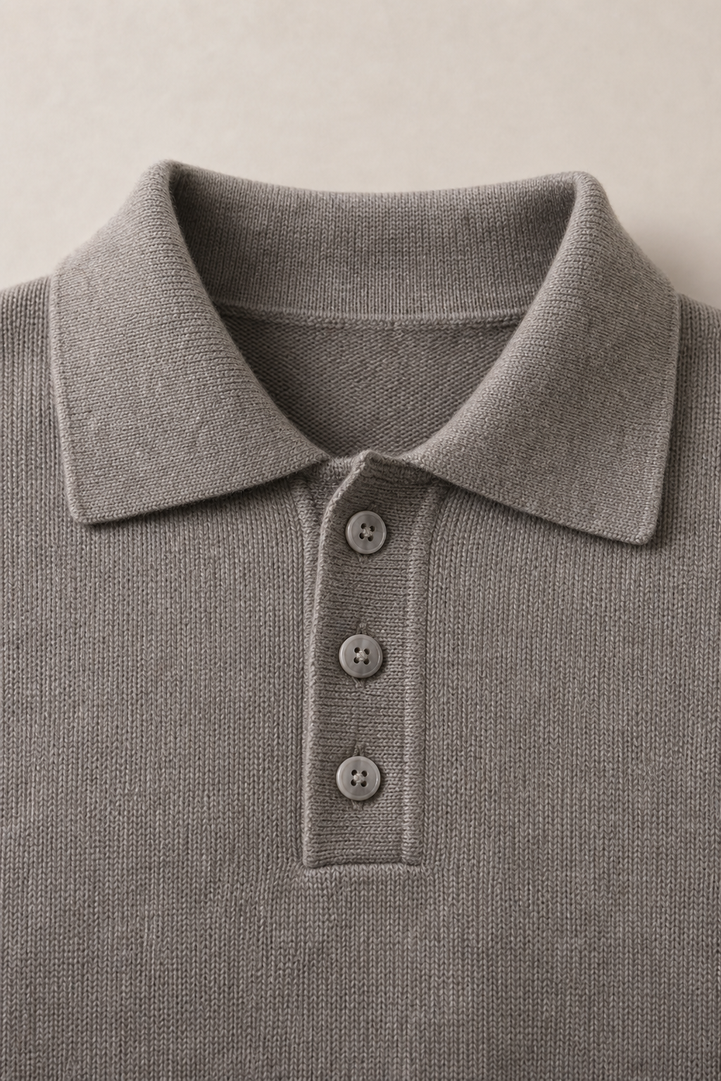 The Acentino Polo Sweater in Taupe — fabric detail
