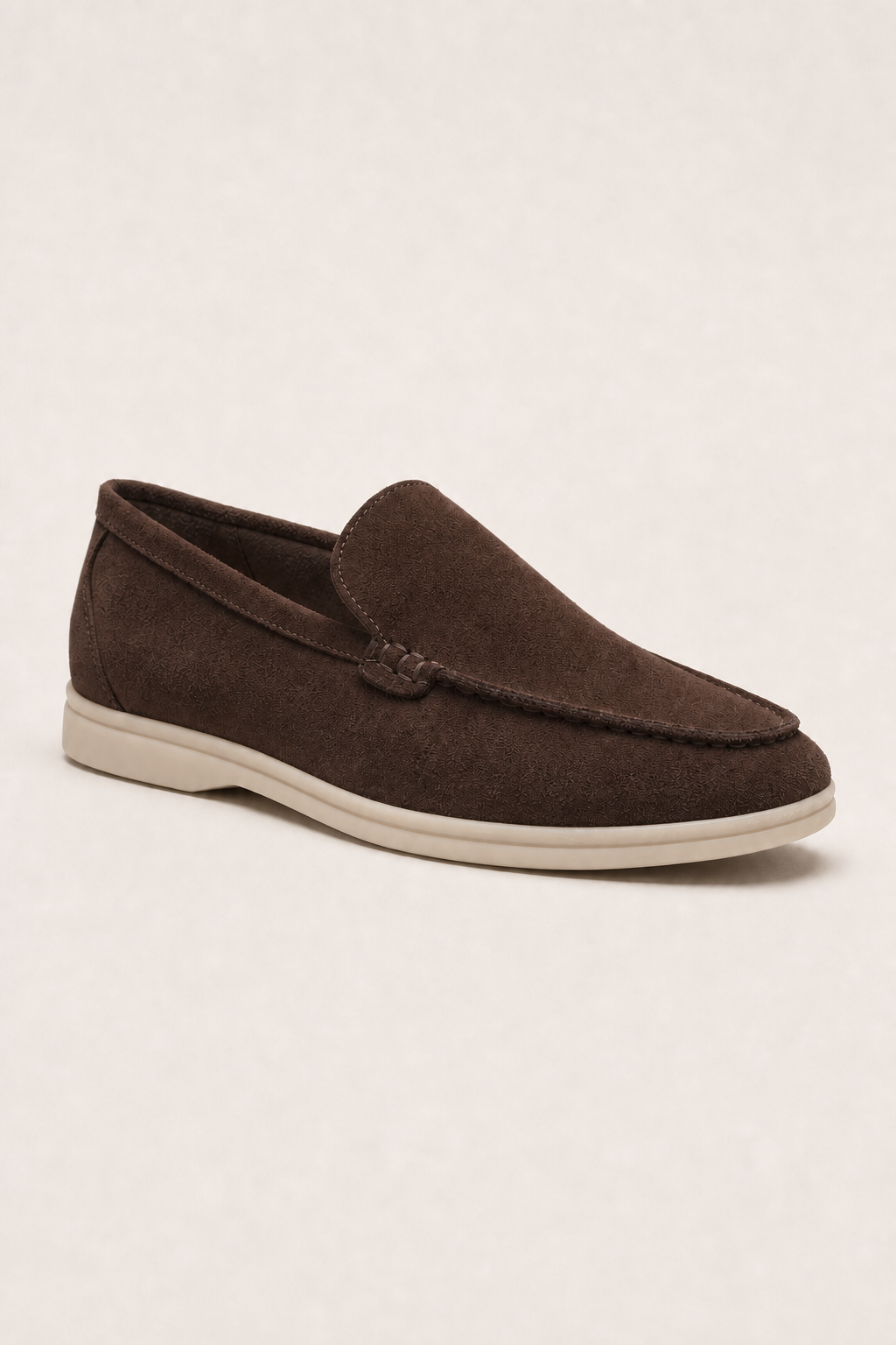 Acentino Premium Suede Loafers in Chocolate - angle view