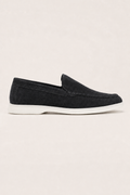 Acentino Suede Loafers in Black - side view