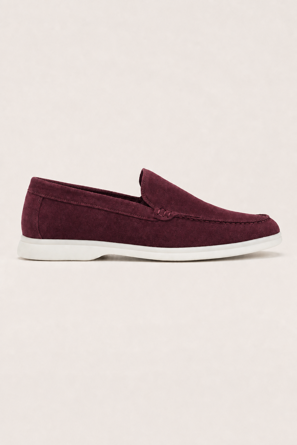 Acentino Suede Loafers in Burgundy - side view