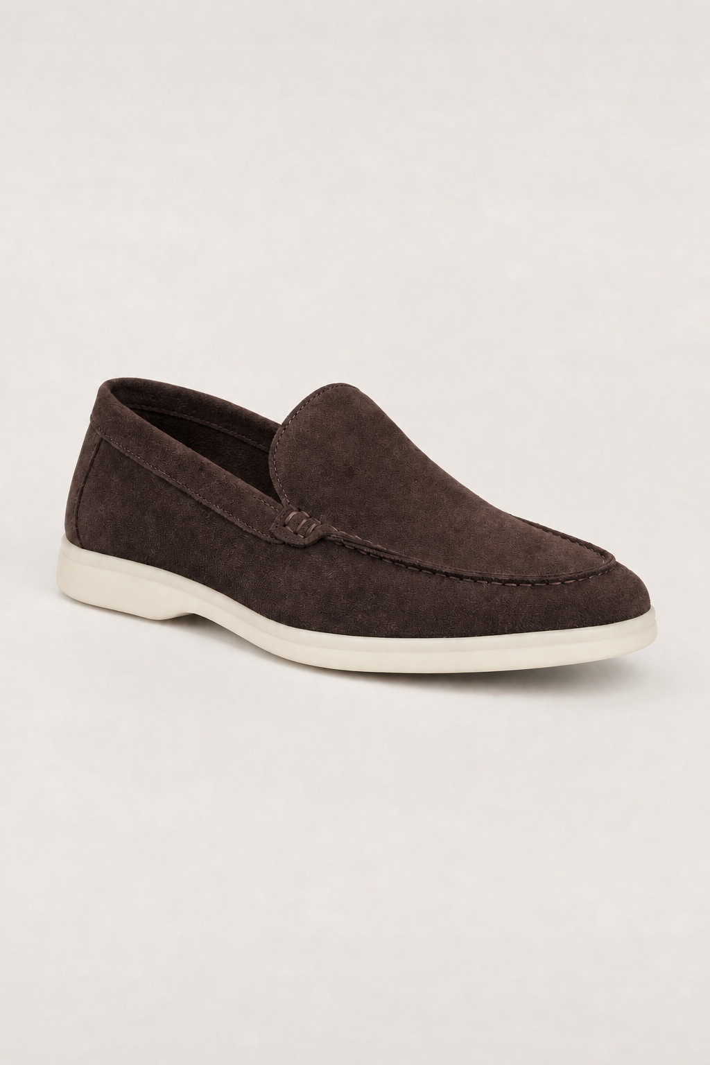 Acentino Suede Loafers in Chocolate - angle view