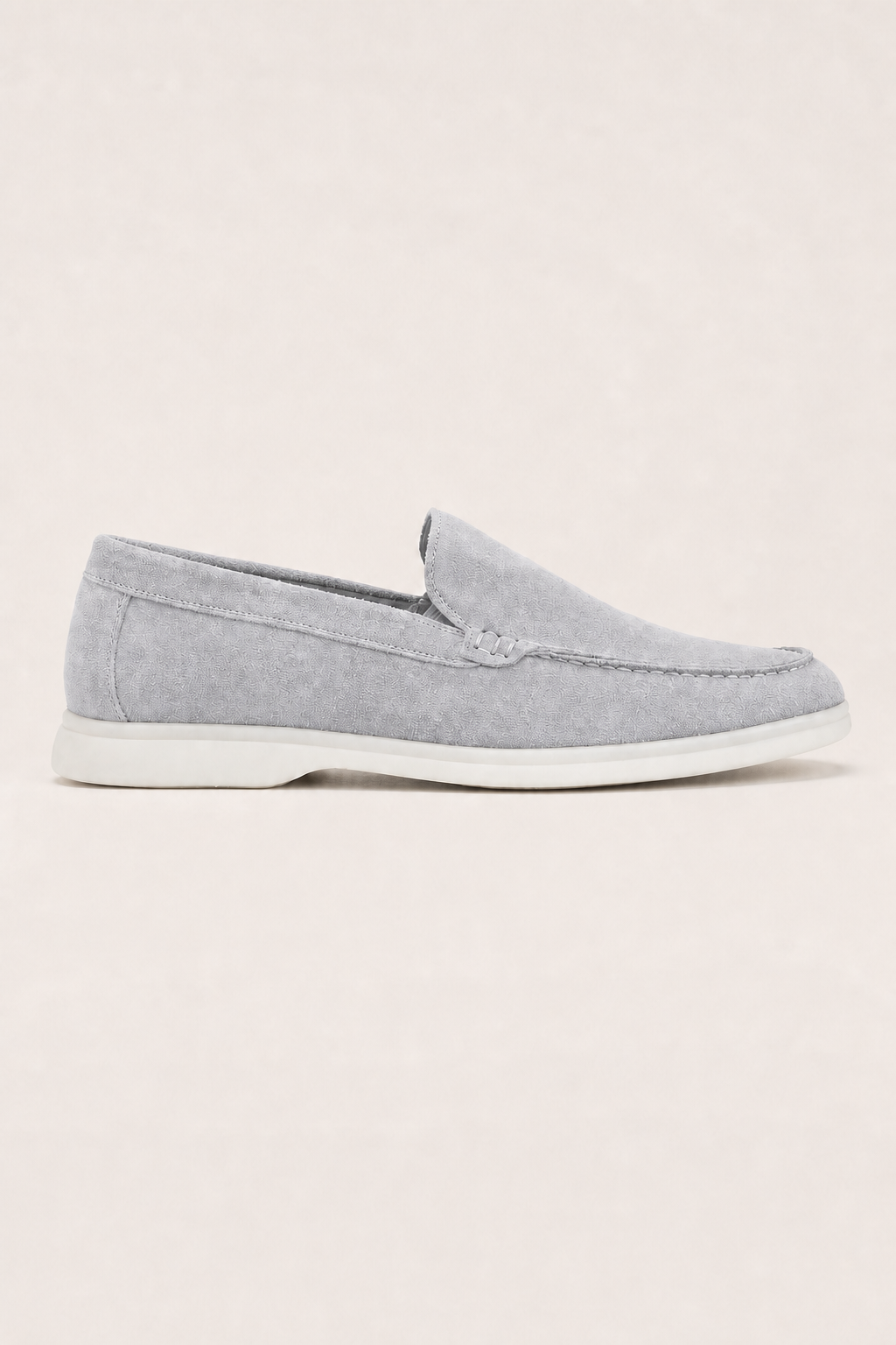 Acentino Suede Loafers in Light Grey - side view