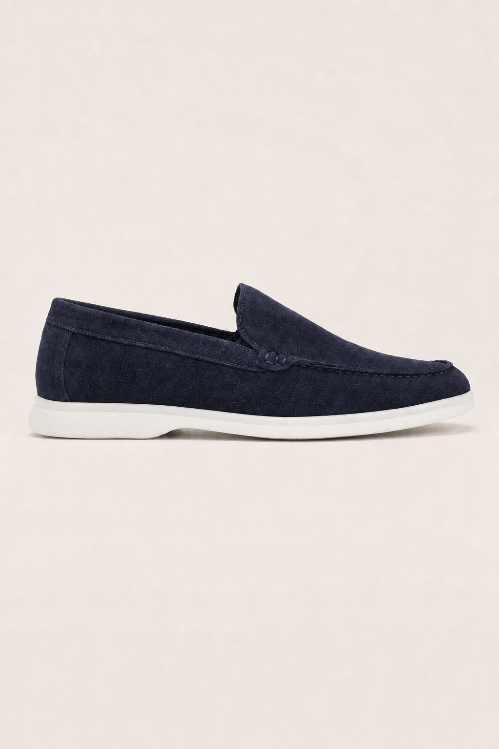 Acentino Suede Loafers in Navy - side view