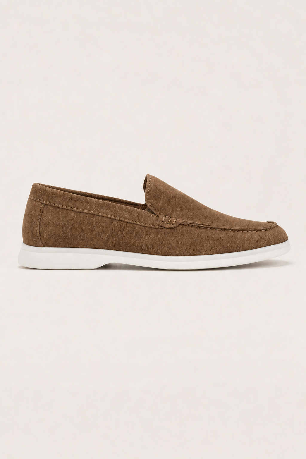 Acentino Suede Loafers in Tan - side view