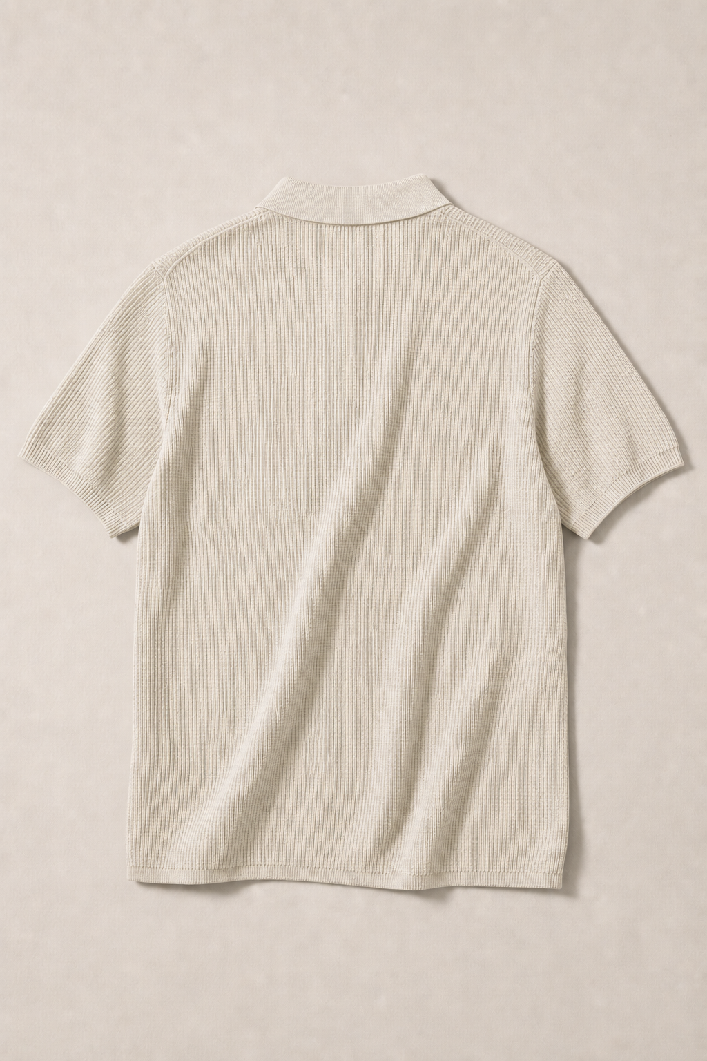 Acentino Textured Polo Shirt in Ivory — back view