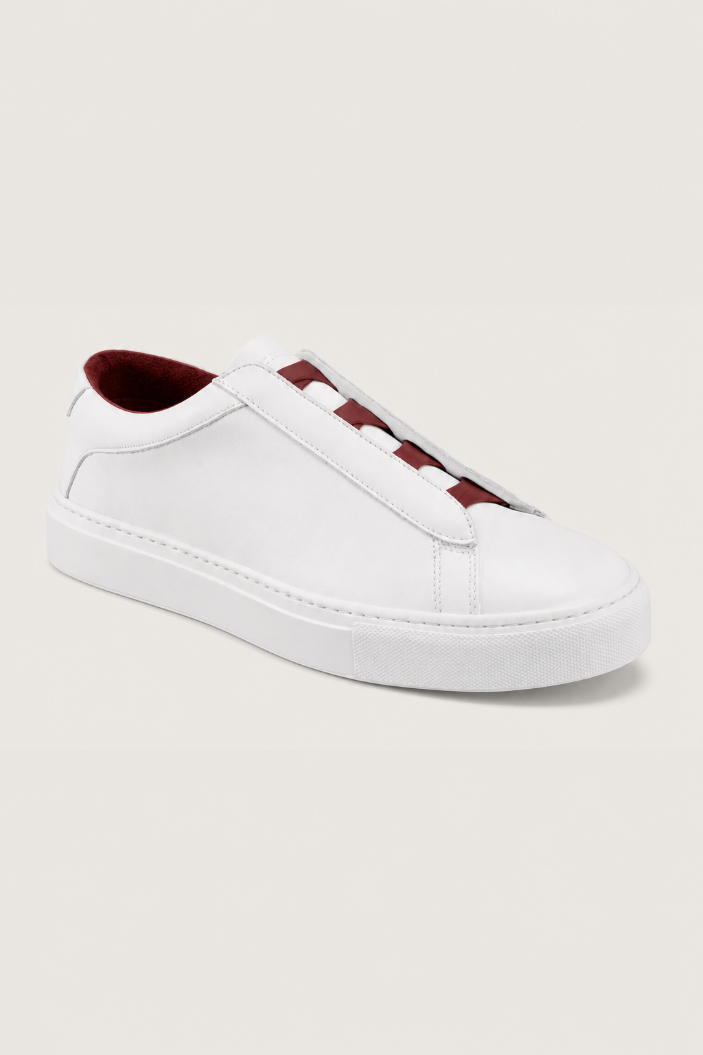 Acentino Leather Sneakers in White - angle view