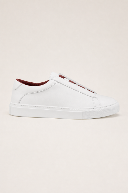 Acentino Leather Sneakers in White - side view