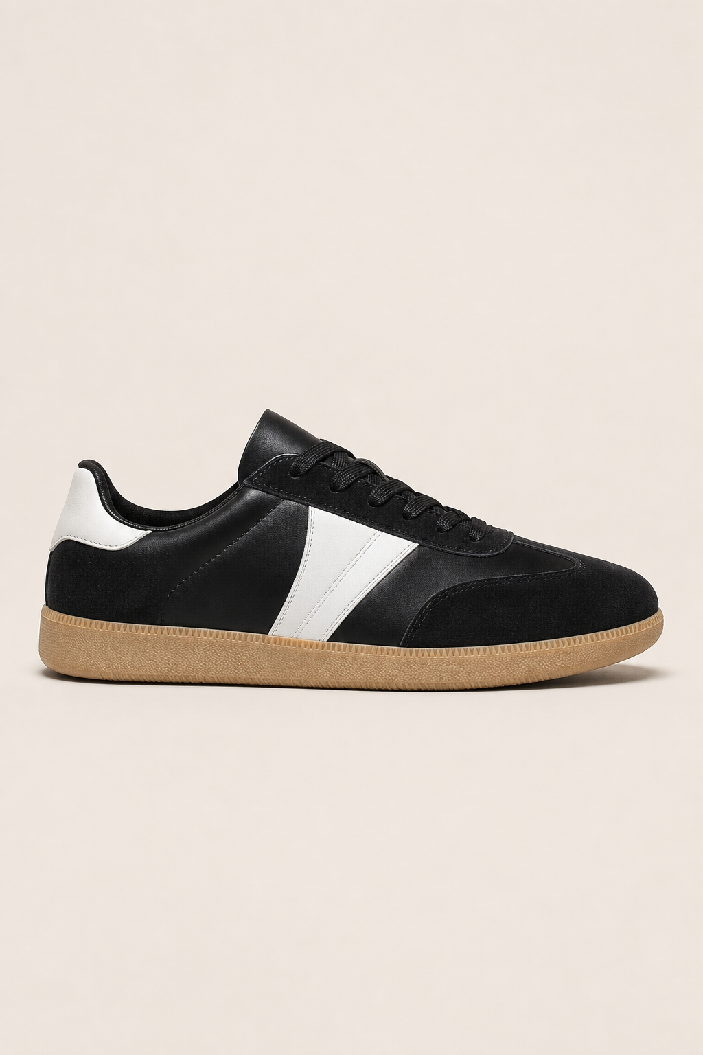 Amalfi Suede Sneakers in Black and White - side view