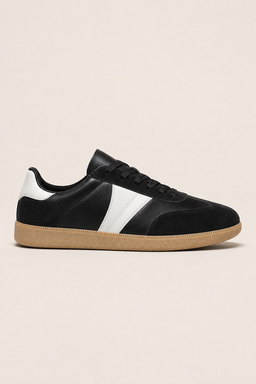 Amalfi Suede Sneakers in Black and White - side view