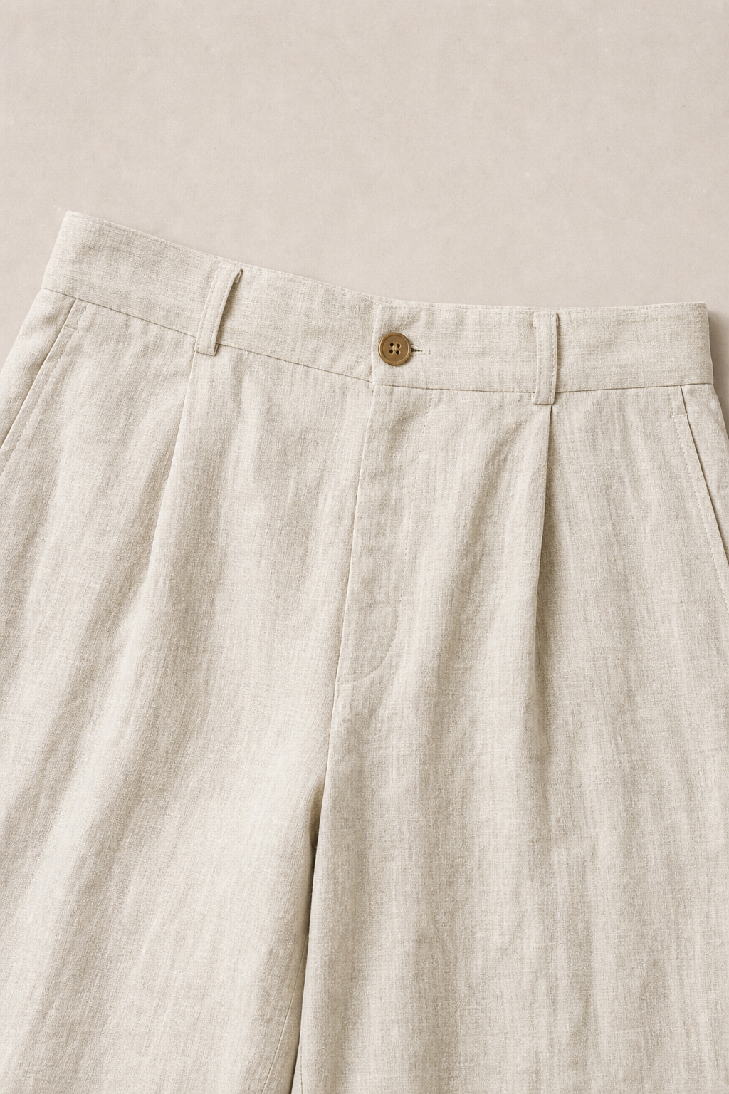 Amalfi Linen Relaxed Trousers in Oatmeal - fabric detail