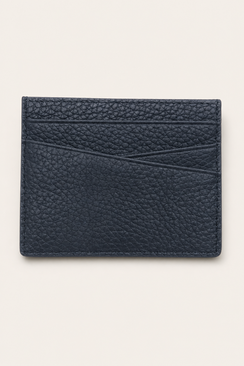 Amalfi Leather Card Holder in Navy - front view