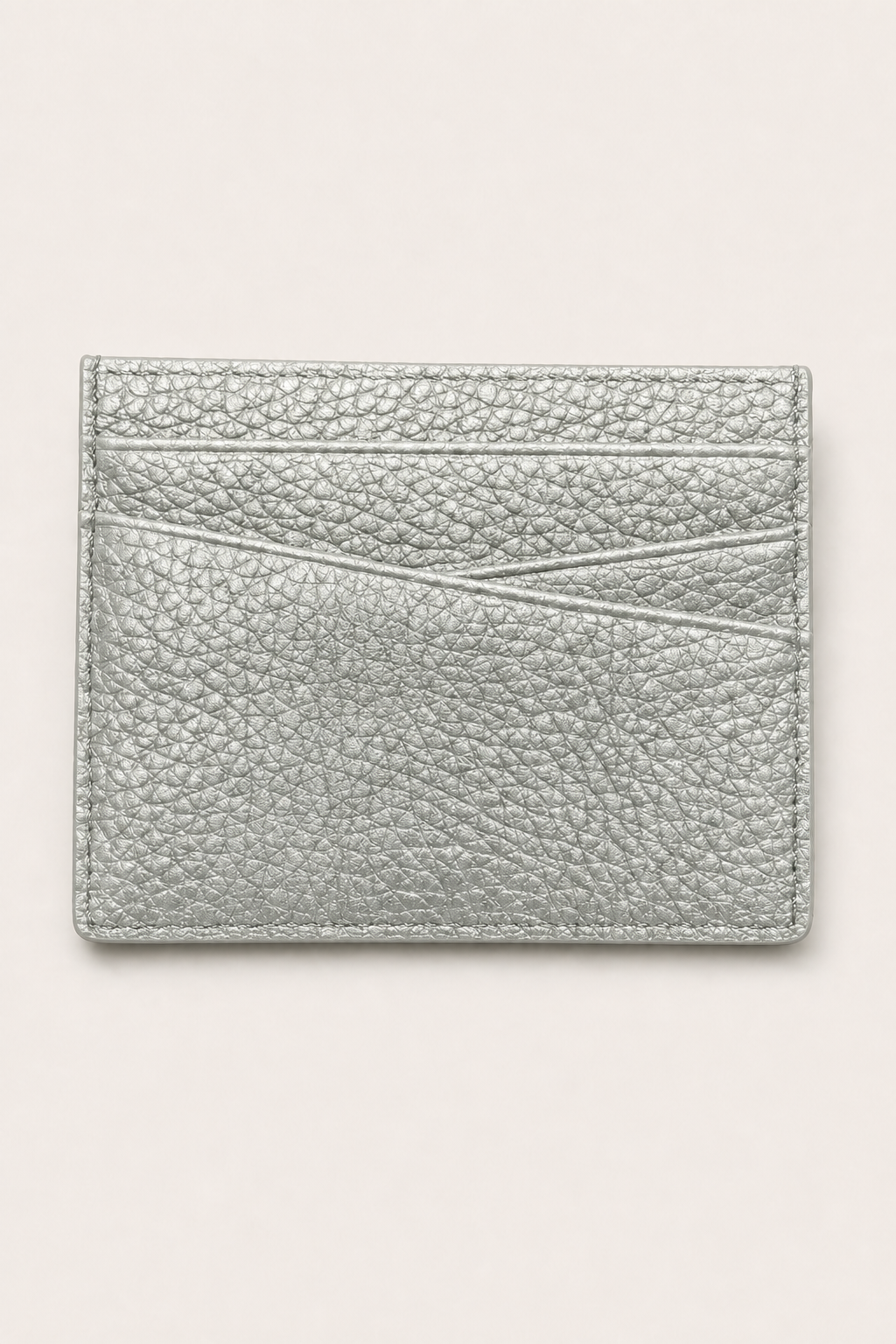 Amalfi Leather Card Holder in Silver - front view