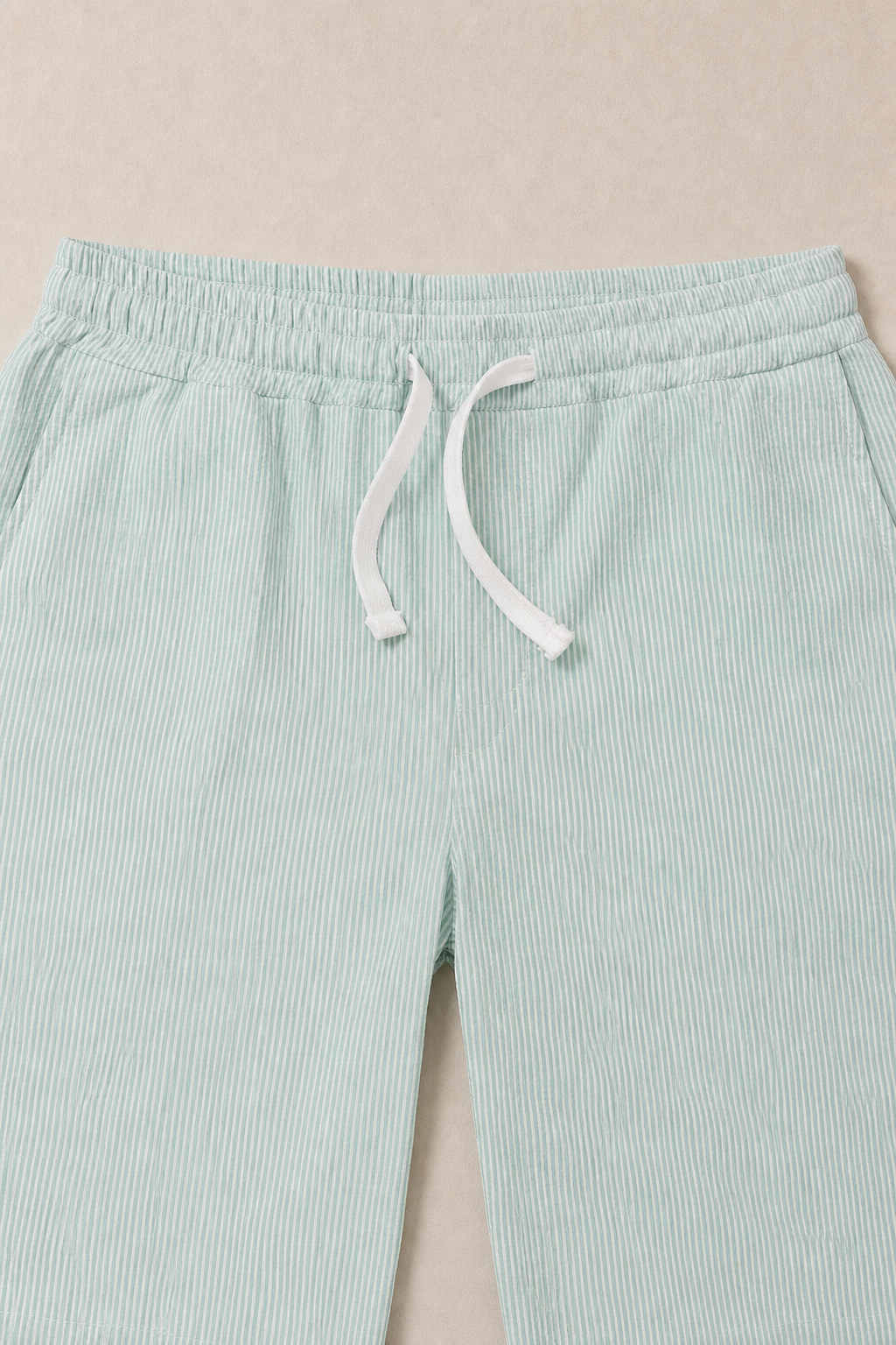 Amalfi Striped Shorts in Turquoise with White Pinstripes - fabric detail