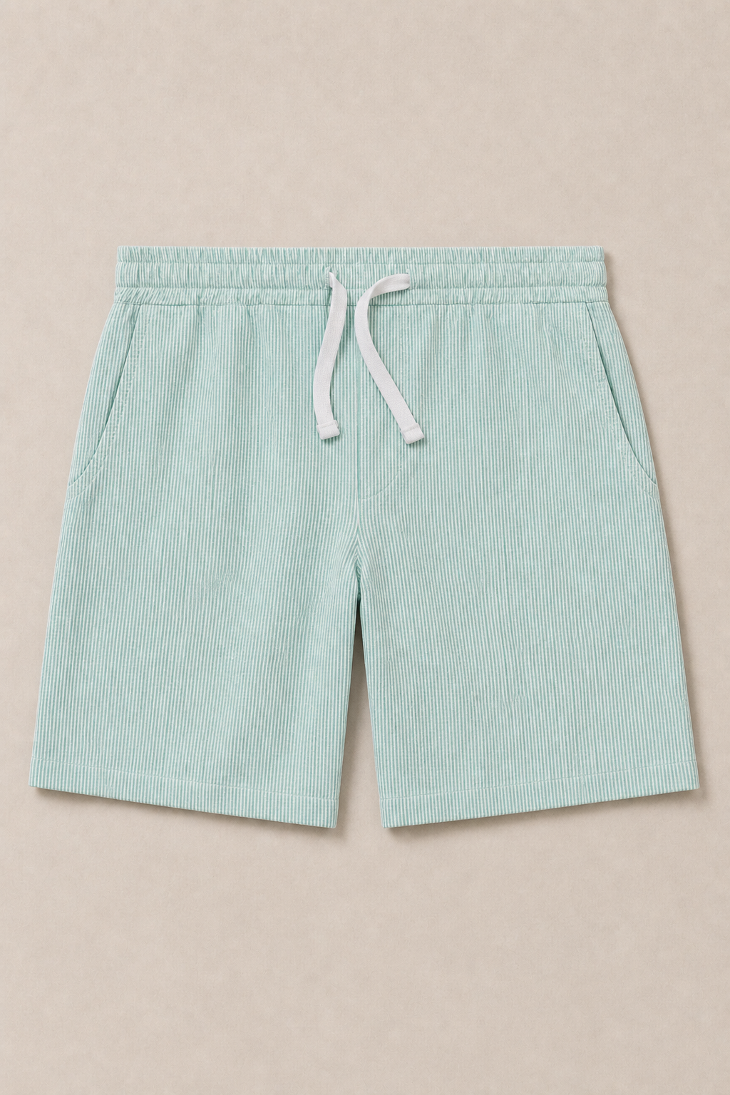 Amalfi Striped Shorts in Turquoise with White Pinstripes - front view