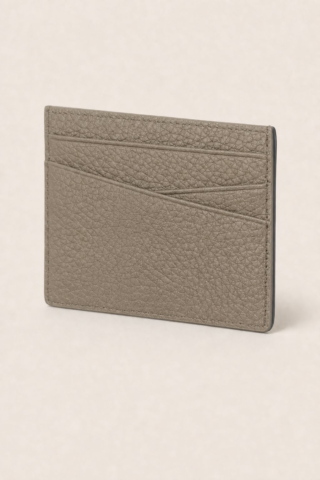 Amalfi Leather Card Holder in Taupe - angle view