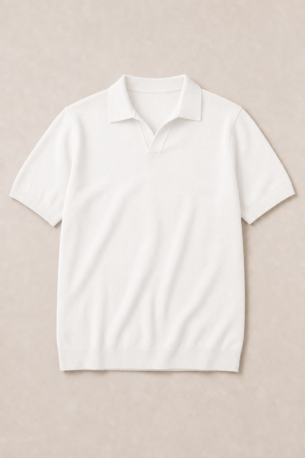 Antibes V-Collar Classic Polo in White — front view
