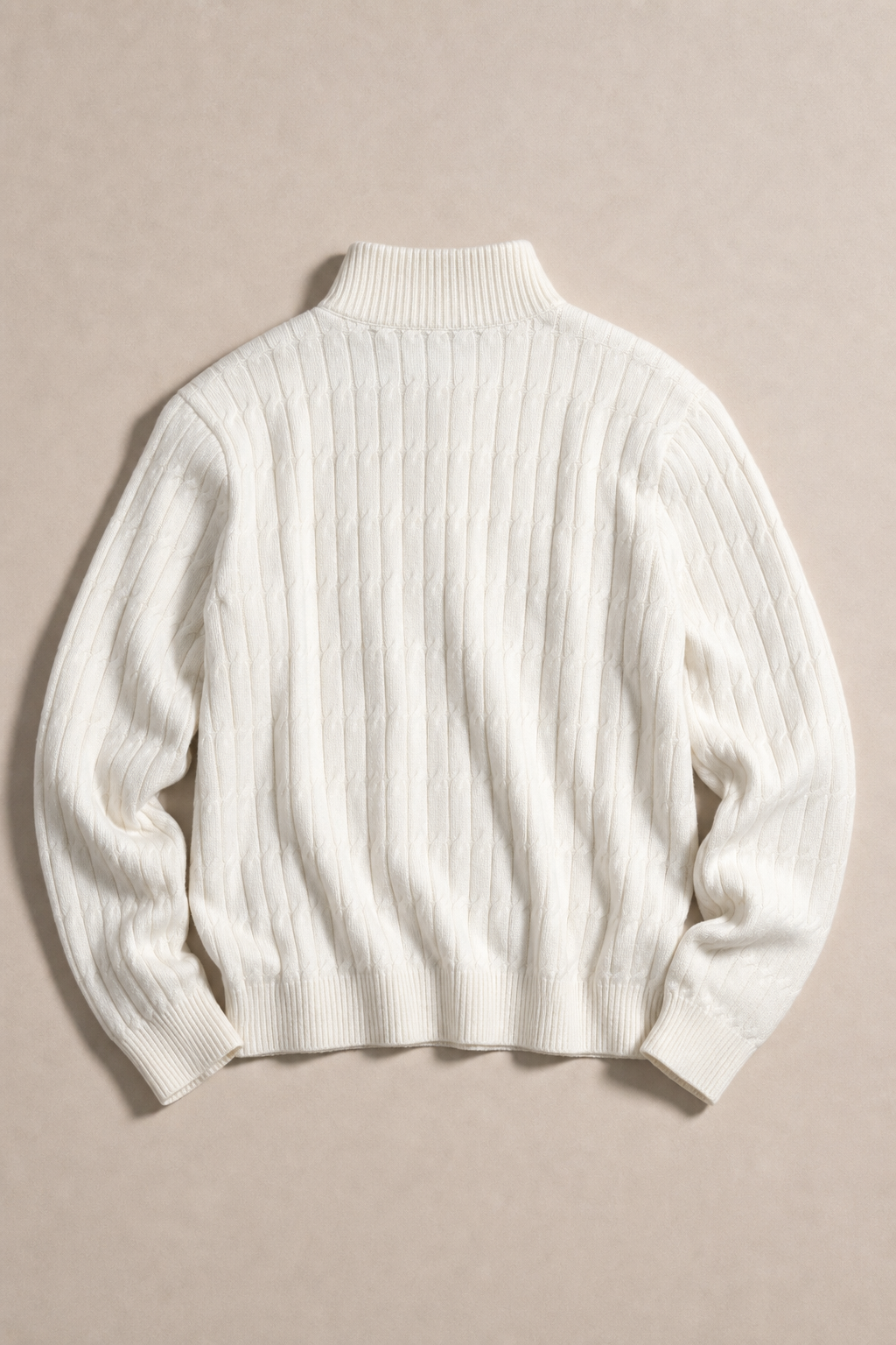 Asolo Textured Quarter Zip Sweater in Cream — back view
