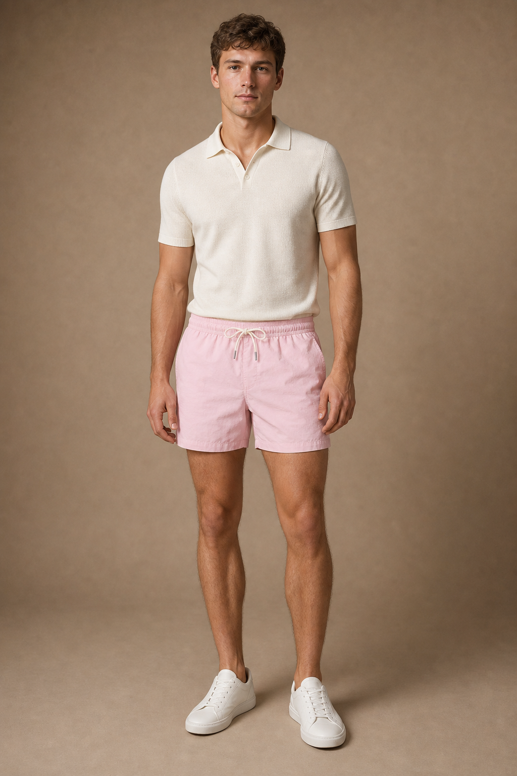Atrani Swim Shorts in Pink on model - front pose