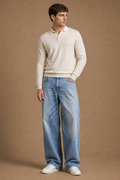 Bari Loose-Fit Jeans in Light Wash on model - front pose