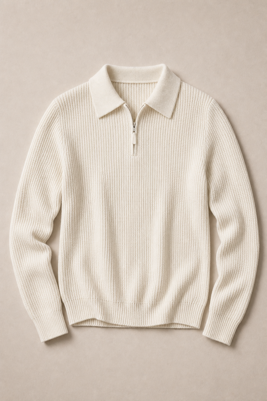 Bergamo Quarter Zip Sweater in Cream — front view