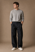 Bordeaux Straight-Leg Jeans in Raw Indigo on model - front pose