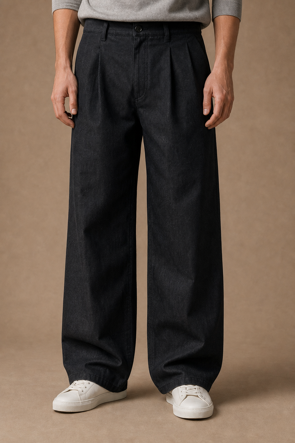 Bordeaux Straight-Leg Jeans in Raw Indigo on model - alternate pose