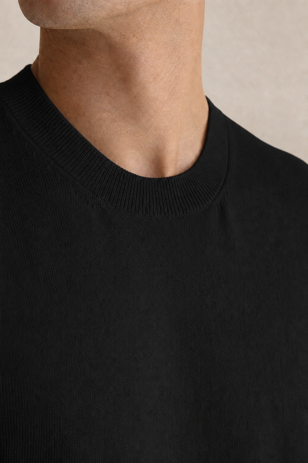 Burano Knitted T-Shirt in Black — fabric detail