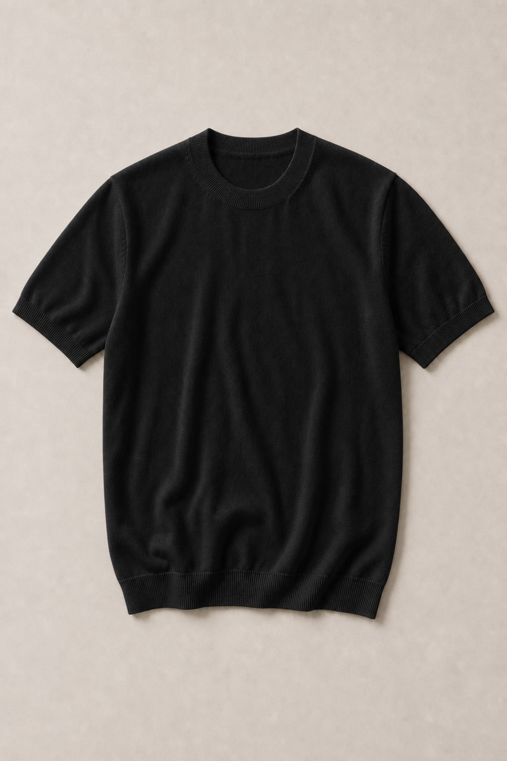 Burano Knitted T-Shirt in Black — front view