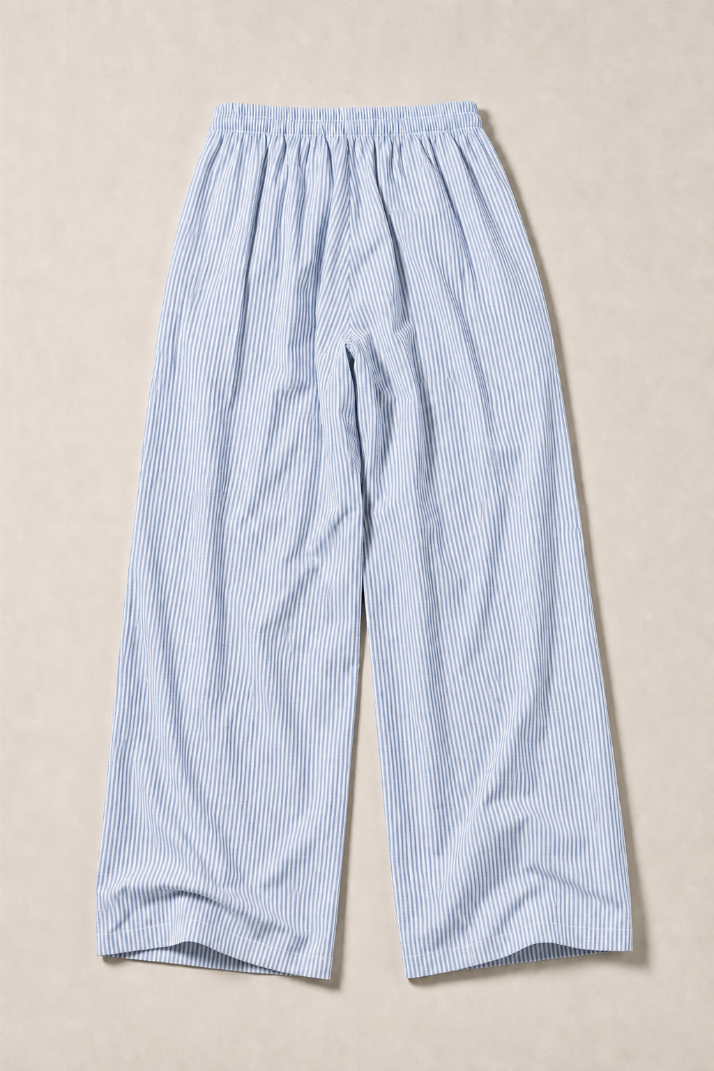 Camogli Stripe Cotton Trousers in White with Blue Stripes - back view