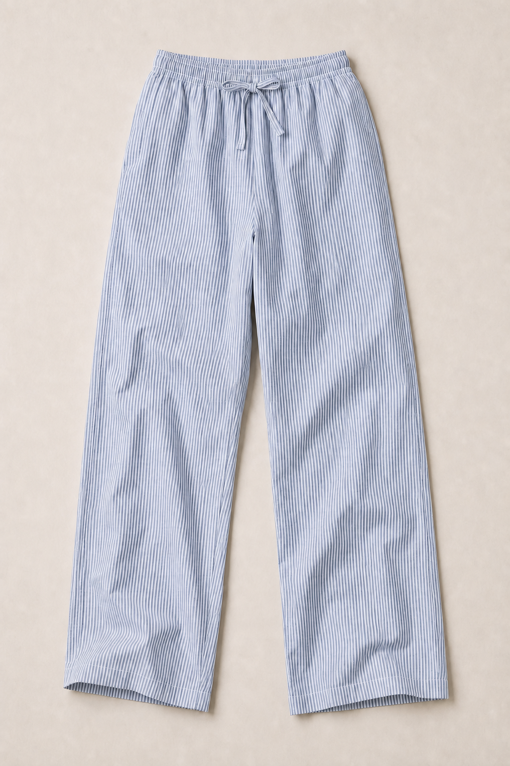 Camogli Stripe Cotton Trousers in White with Blue Stripes - front view
