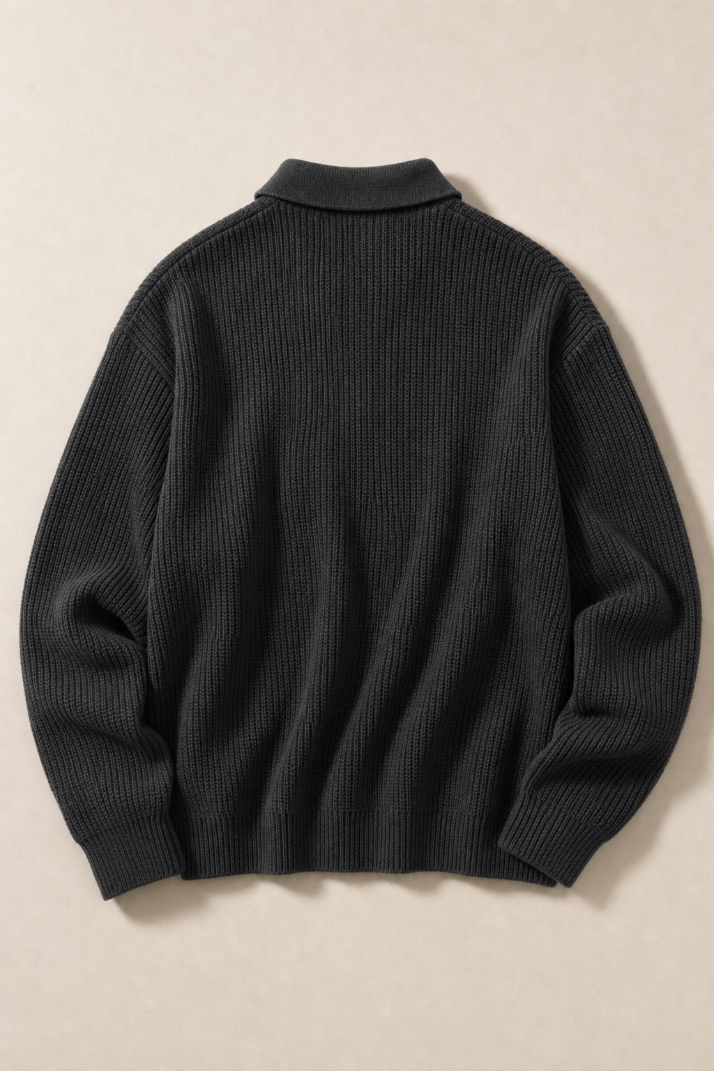 The Capri Polo Quarter Zip in Black — back view