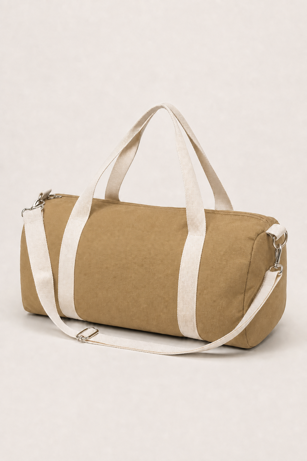 Cassis Barrel Bag in Sand - angle view
