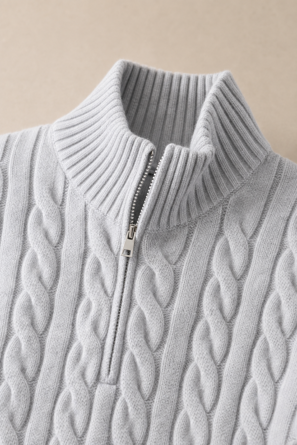Cassis Half Zip in Light Grey - fabric detail