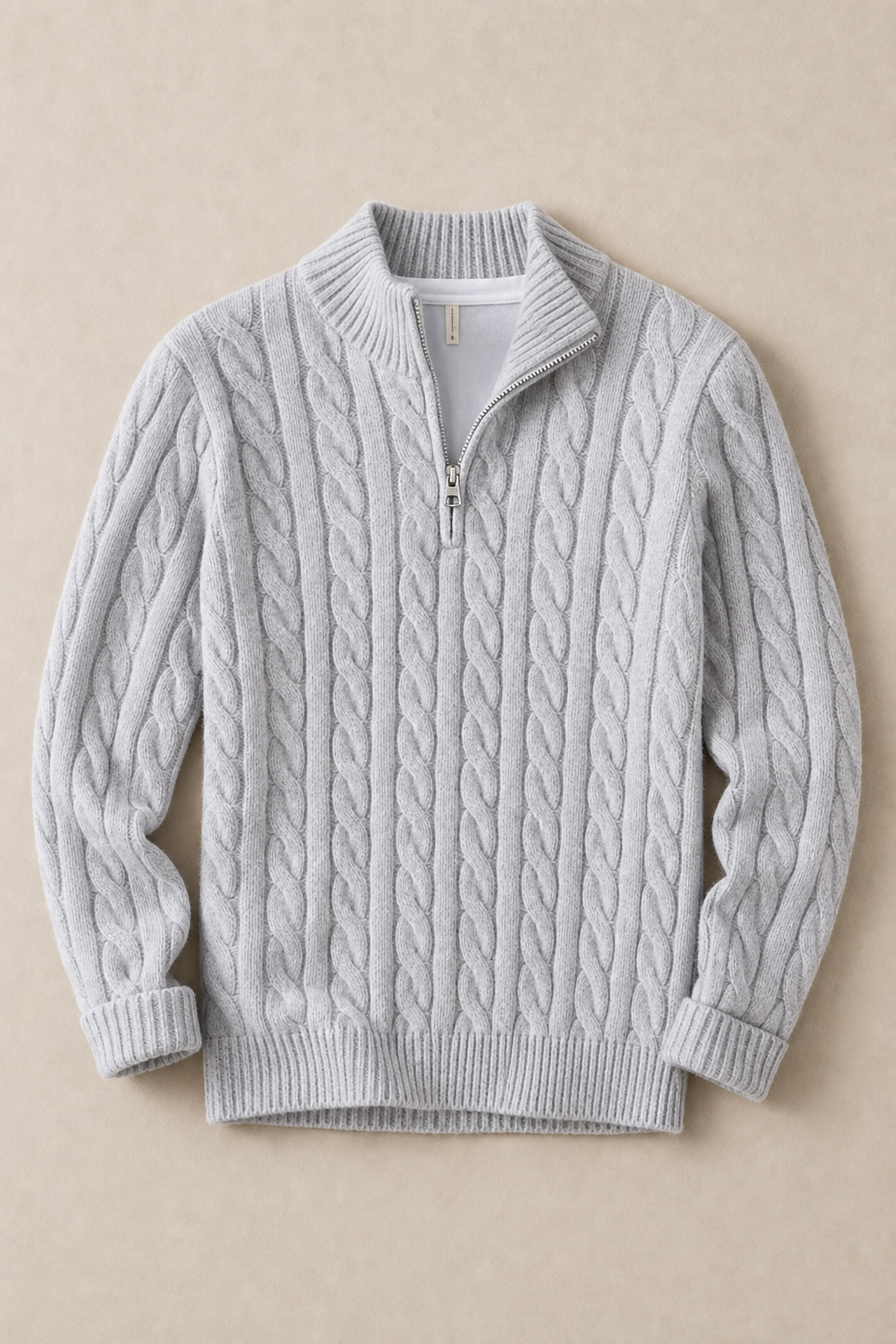 Cassis Half Zip in Light Grey - front view