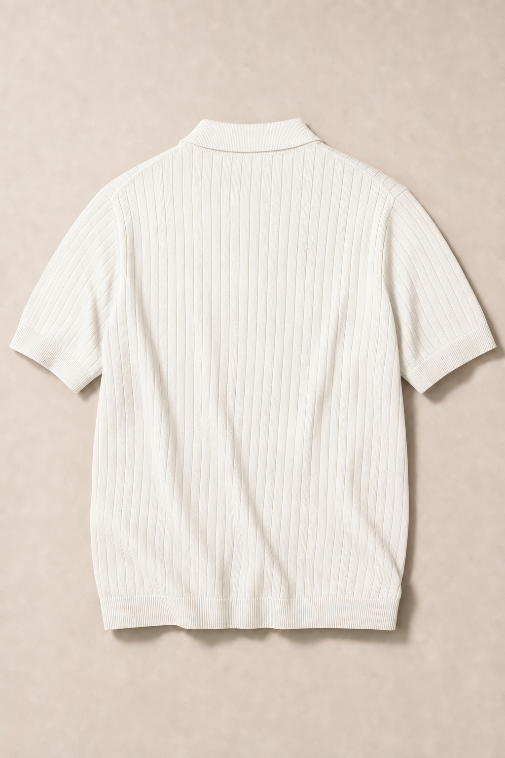 Chioggia Ribbed Polo Shirt in Ivory — back view