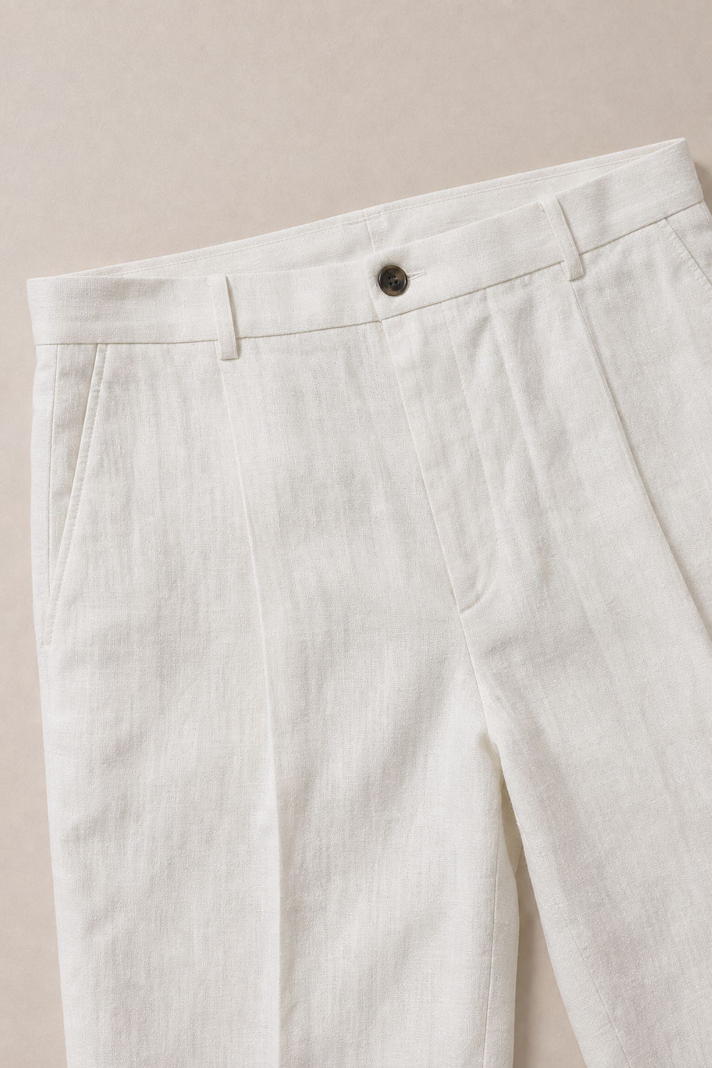 Comfort Linen Trousers in Ivory - fabric detail