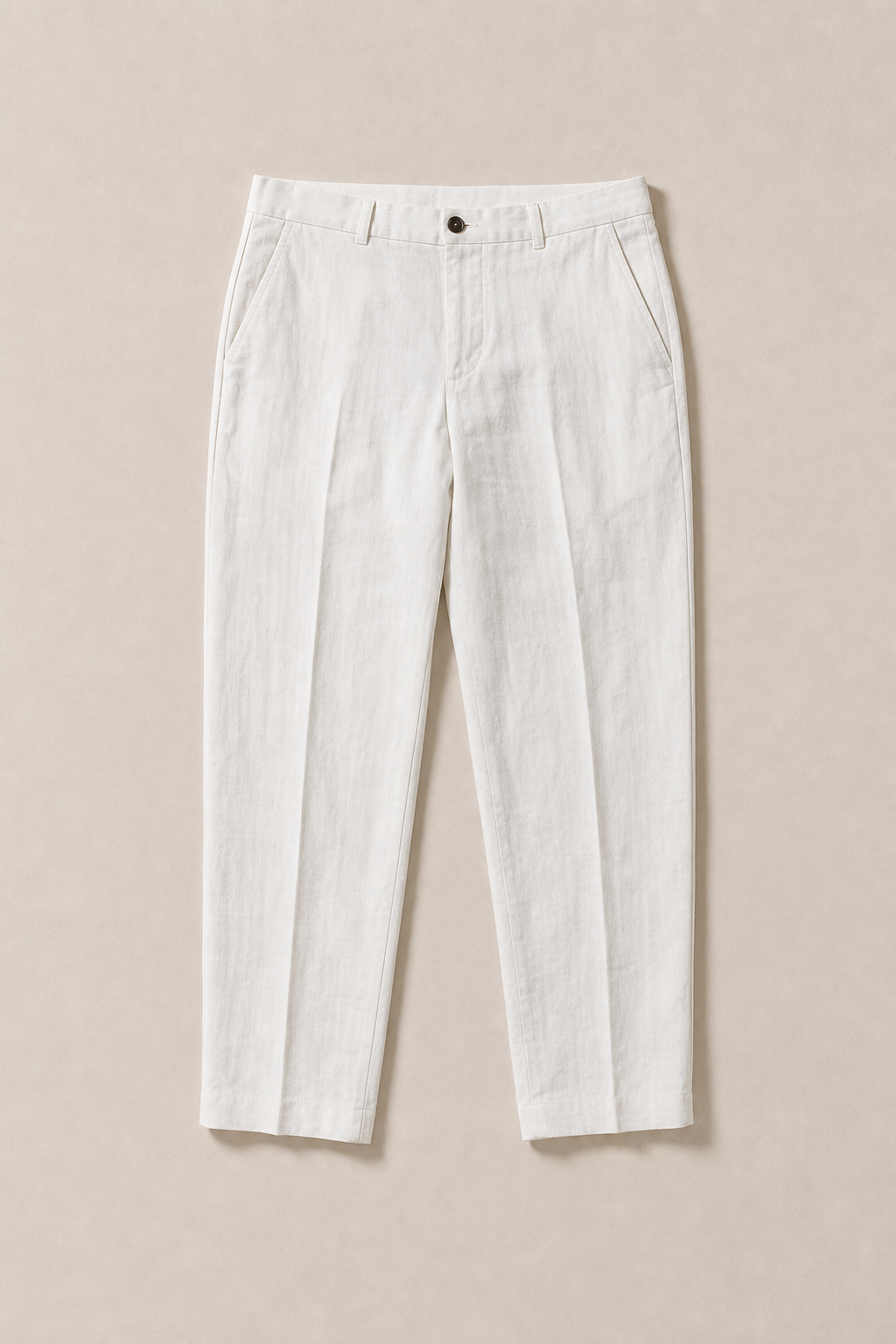 Comfort Linen Trousers in Ivory - front view