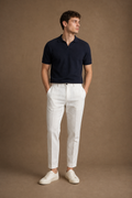 Comfort Linen Trousers in Ivory on model - front pose