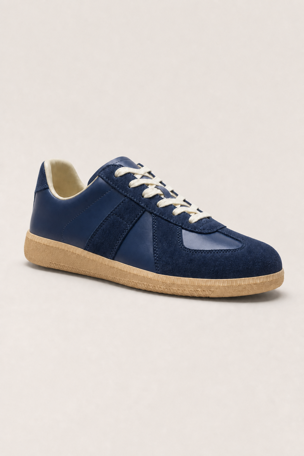 Corsica Leather Sneakers in Navy - angle view