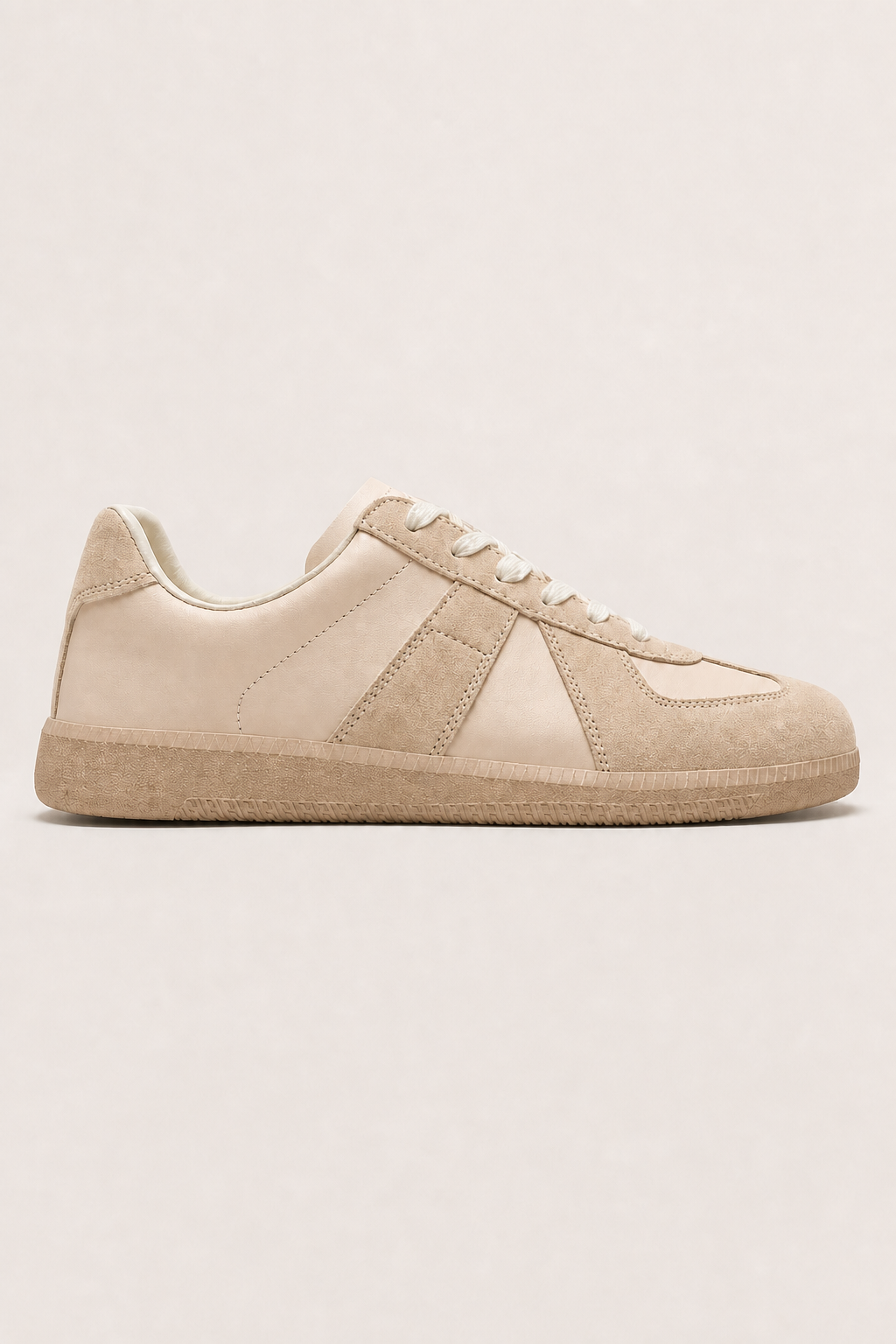 Corsica Leather Sneakers in Oatmeal - side view