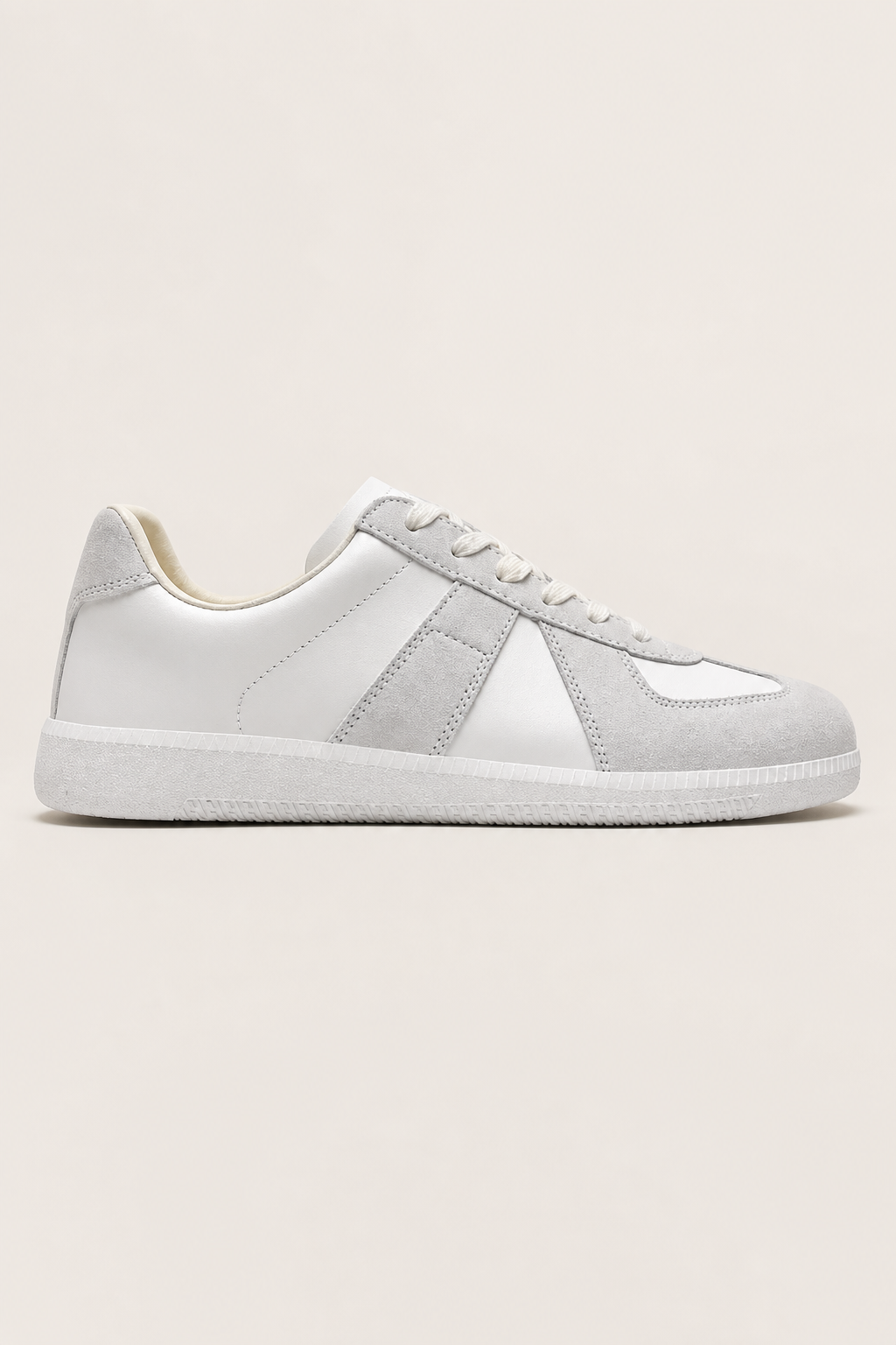 Corsica Leather Sneakers in White - side view