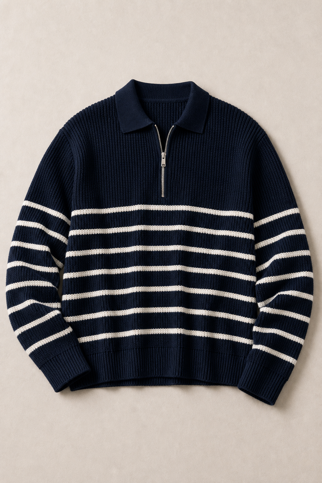 Firenze Quarter Zip Sweater in Navy — front view