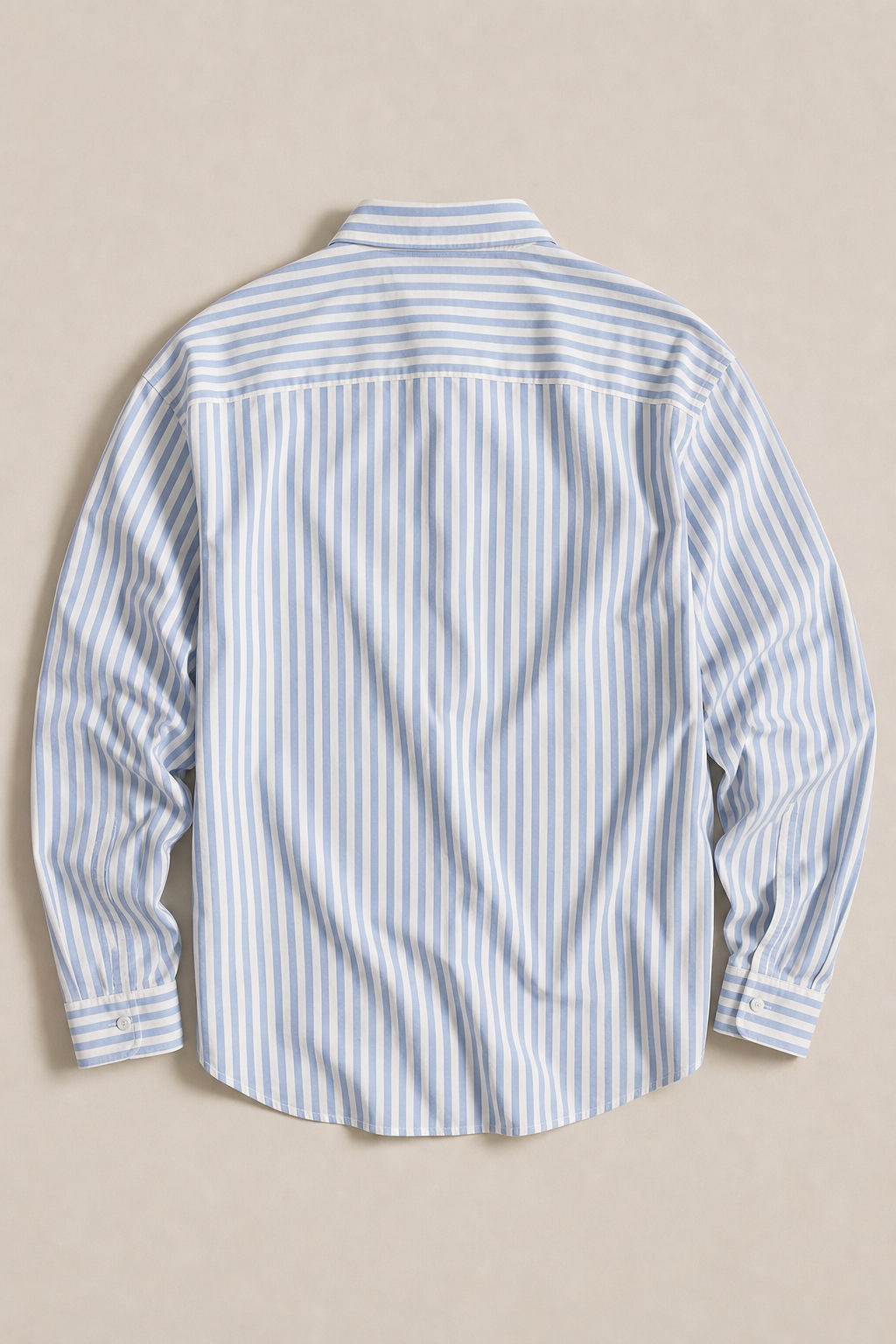Formentera Striped Linen Shirt in White with Light Blue Stripes - back view