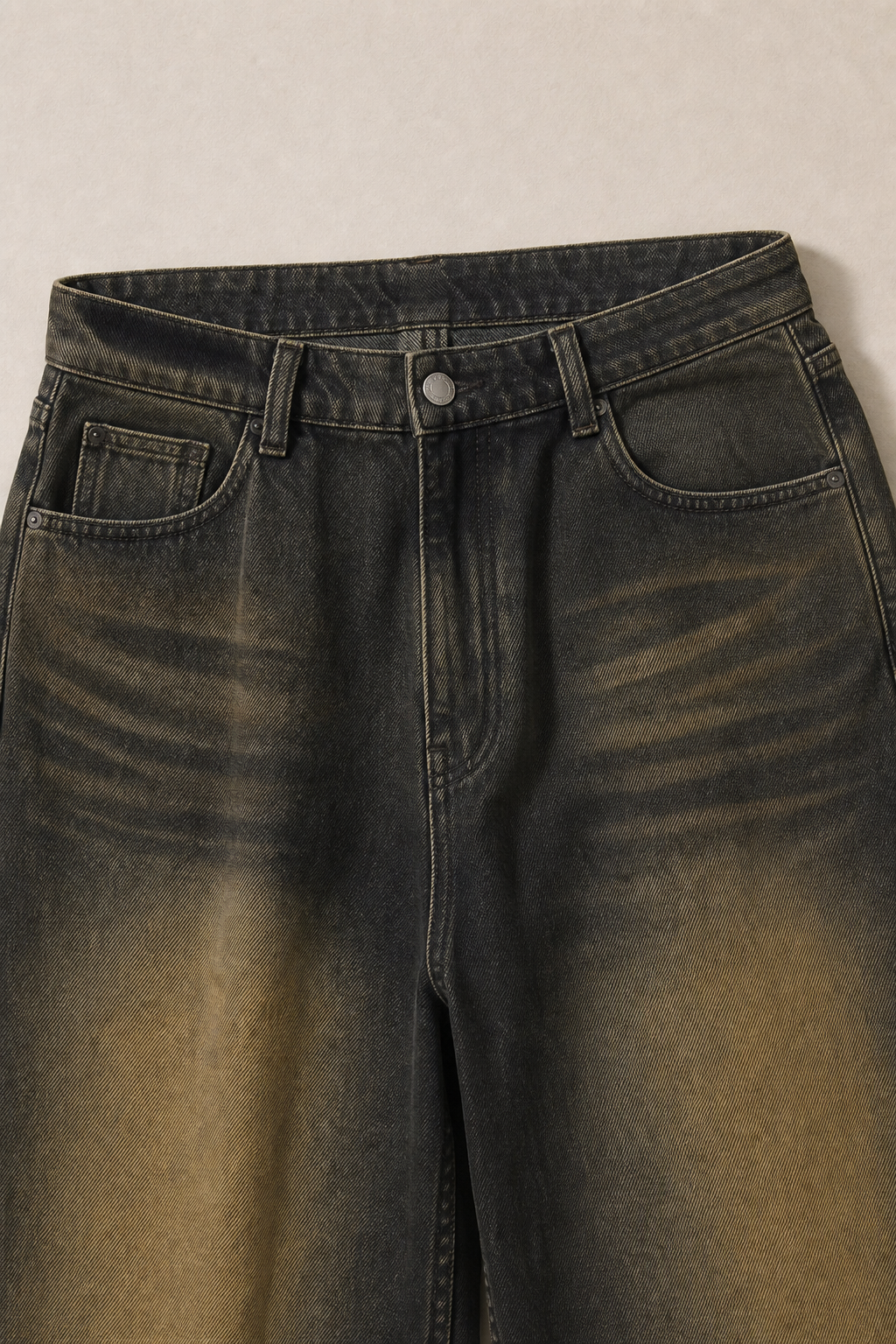Genova Yellow Wash Relaxed Jeans in Yellow Wash - fabric detail
