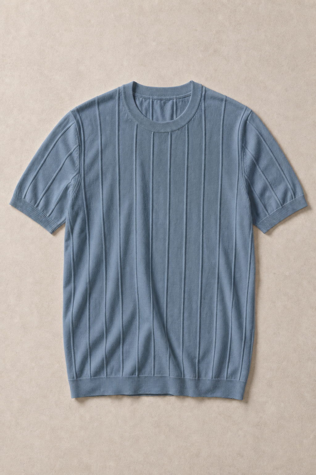Hydra Pleated T-Shirt in Dusty Blue — front view